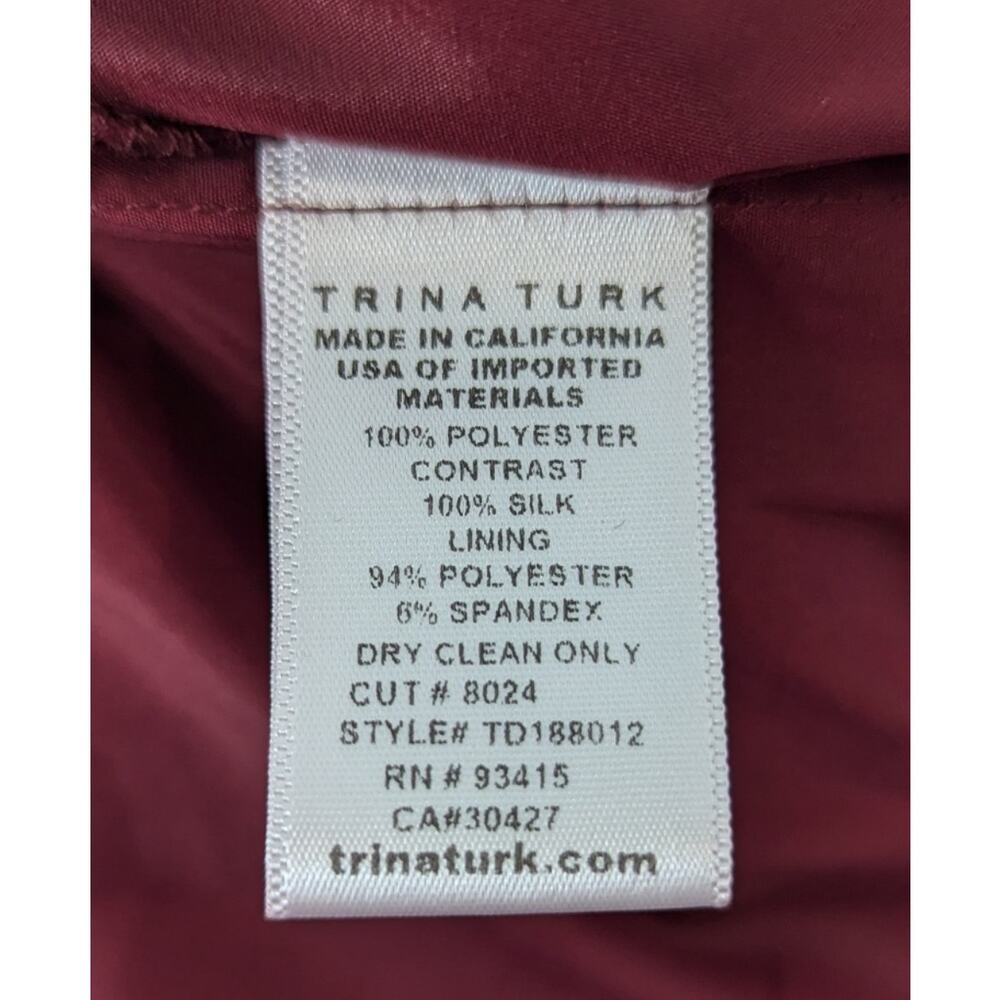 Trina Turk Burgundy Red Silk Embroidered Sleeveless Halter‎ Mini Dress Size XS - Picture 10 of 10